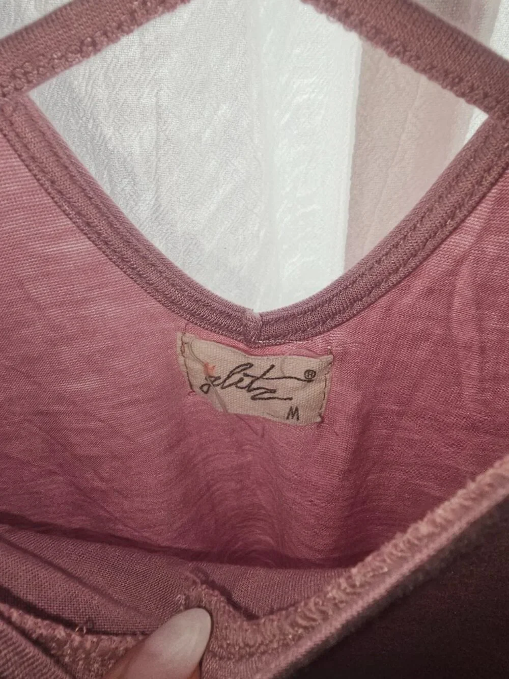 Glitz Mauve Pink Strappy Back Tie Front Short Sleeve Top M
